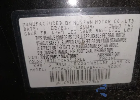 2021 Nissan Kicks S Xtronic Cvt из США, поврежденный, VIN 3N1CP5BV1ML479667